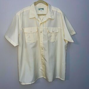 Haband XXL Button Down Shirt Yellow Short Sleeve Pockets Vintage Switzerland